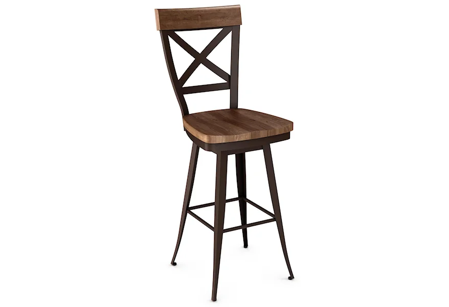 Industrial - Amisco 30" Kyle Swivel Stool with Wood Seat by Amisco at Esprit Decor Home Furnishings